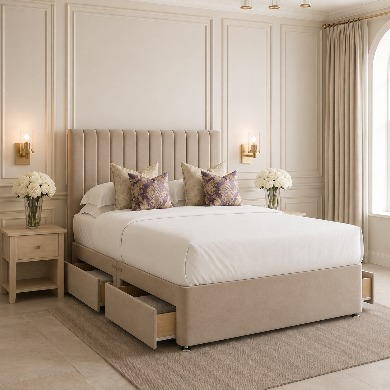 Athens Divan Bed with storage and headboard