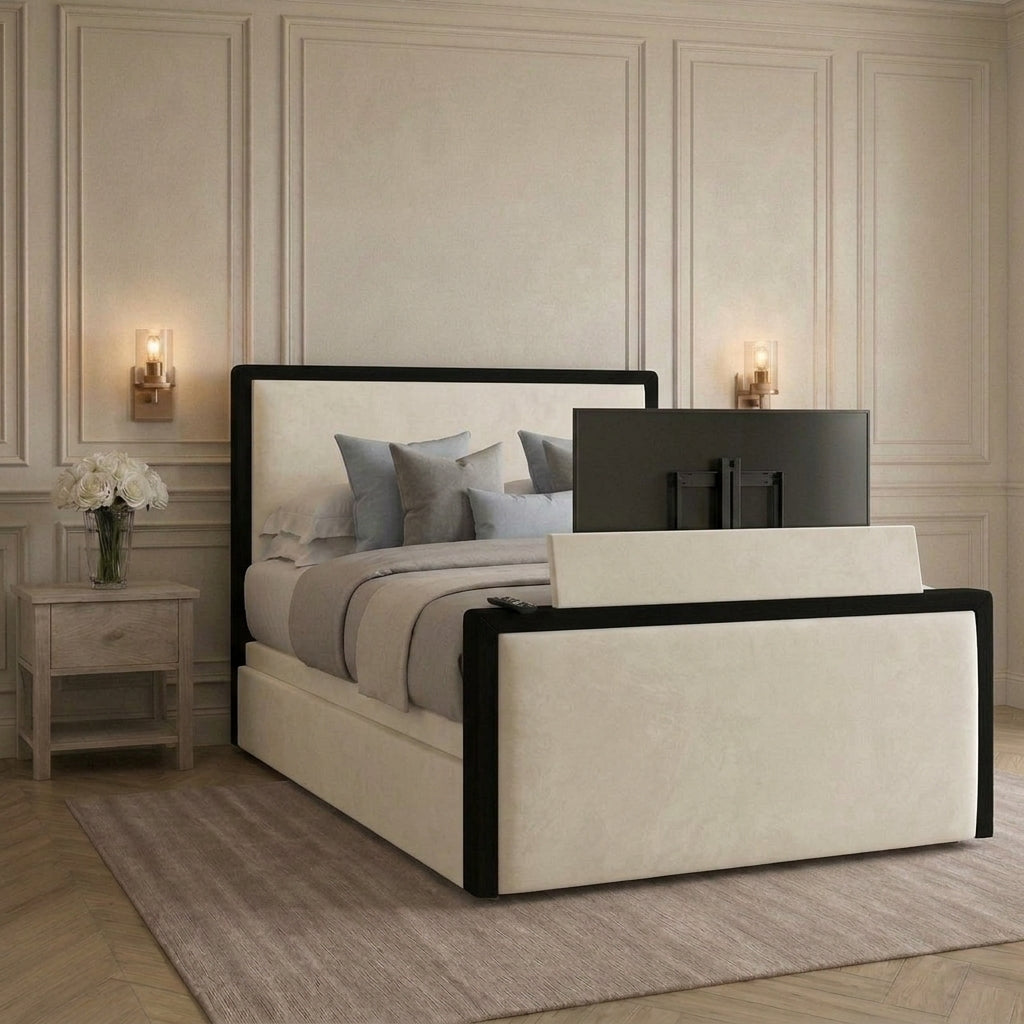 Bespoke Luxury Black Piping TV Bed Frame