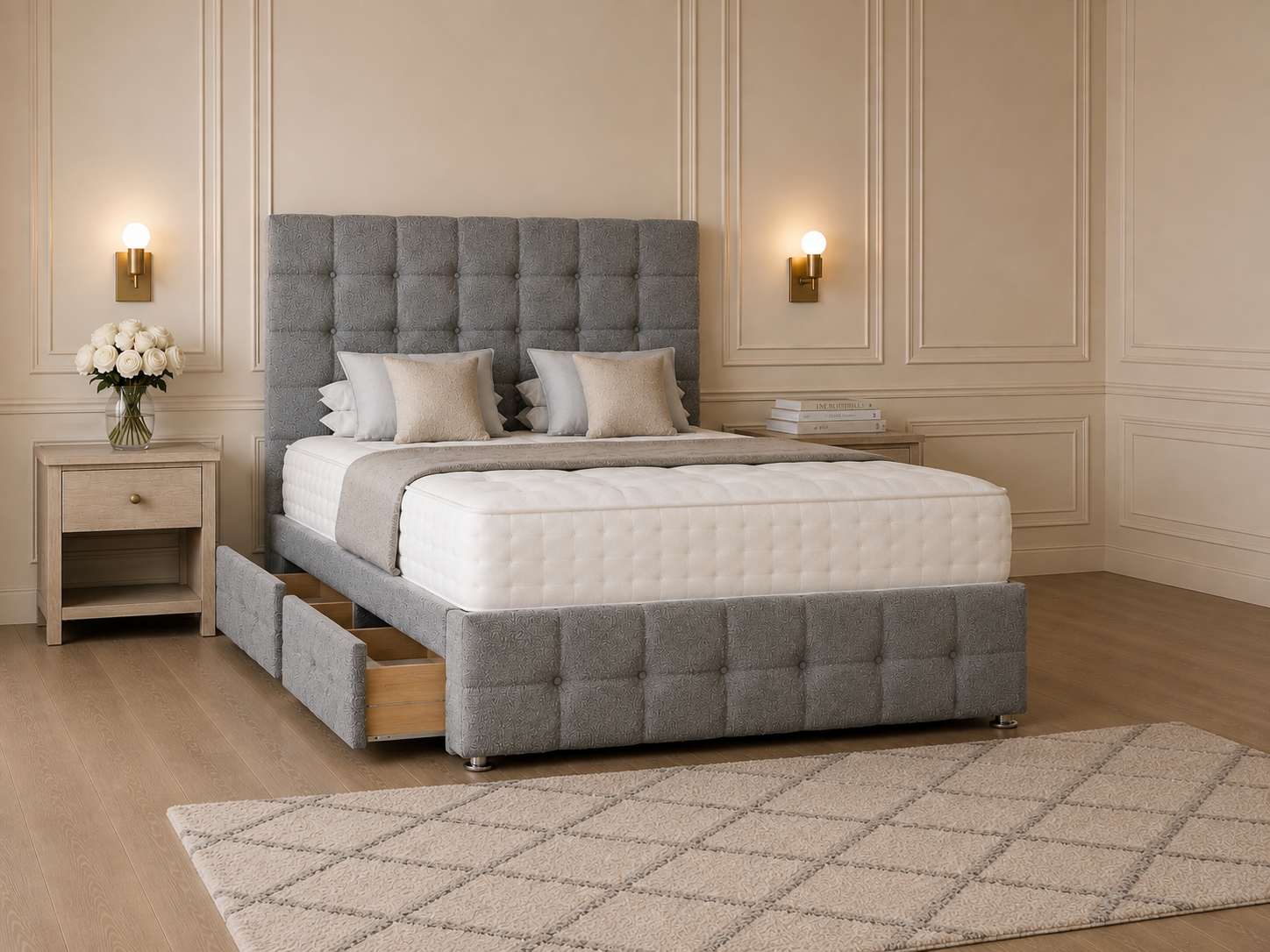 Carlo Divan Bed with storage and headboard