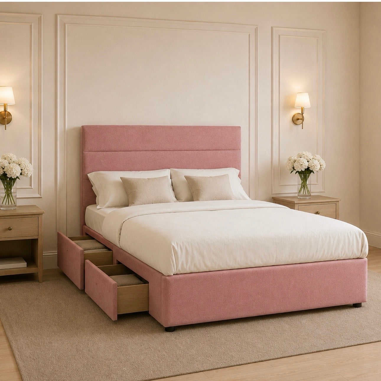 Aria divan bed with storage and headboard