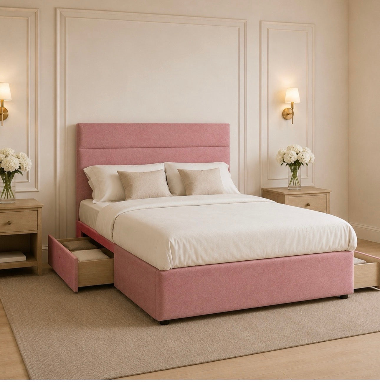 Aria divan bed with storage and headboard