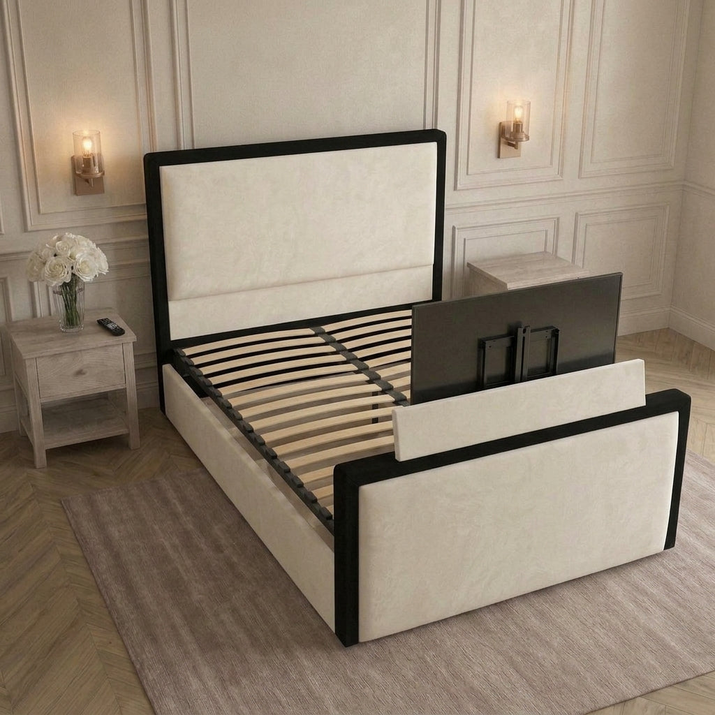 Bespoke Luxury Black Piping TV Bed Frame
